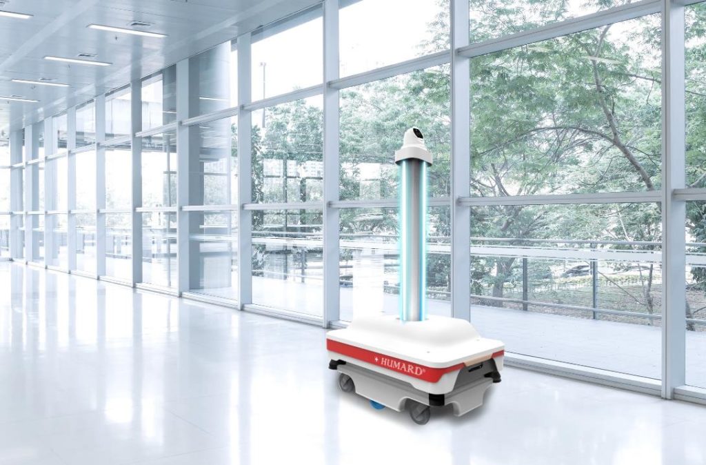 Humard robot disinfects using UV light